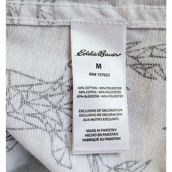 NEW Eddie Bauer Womens Flannel Sleep Shirt Medium White Gray Deer Button Down - Picture 11 of 12